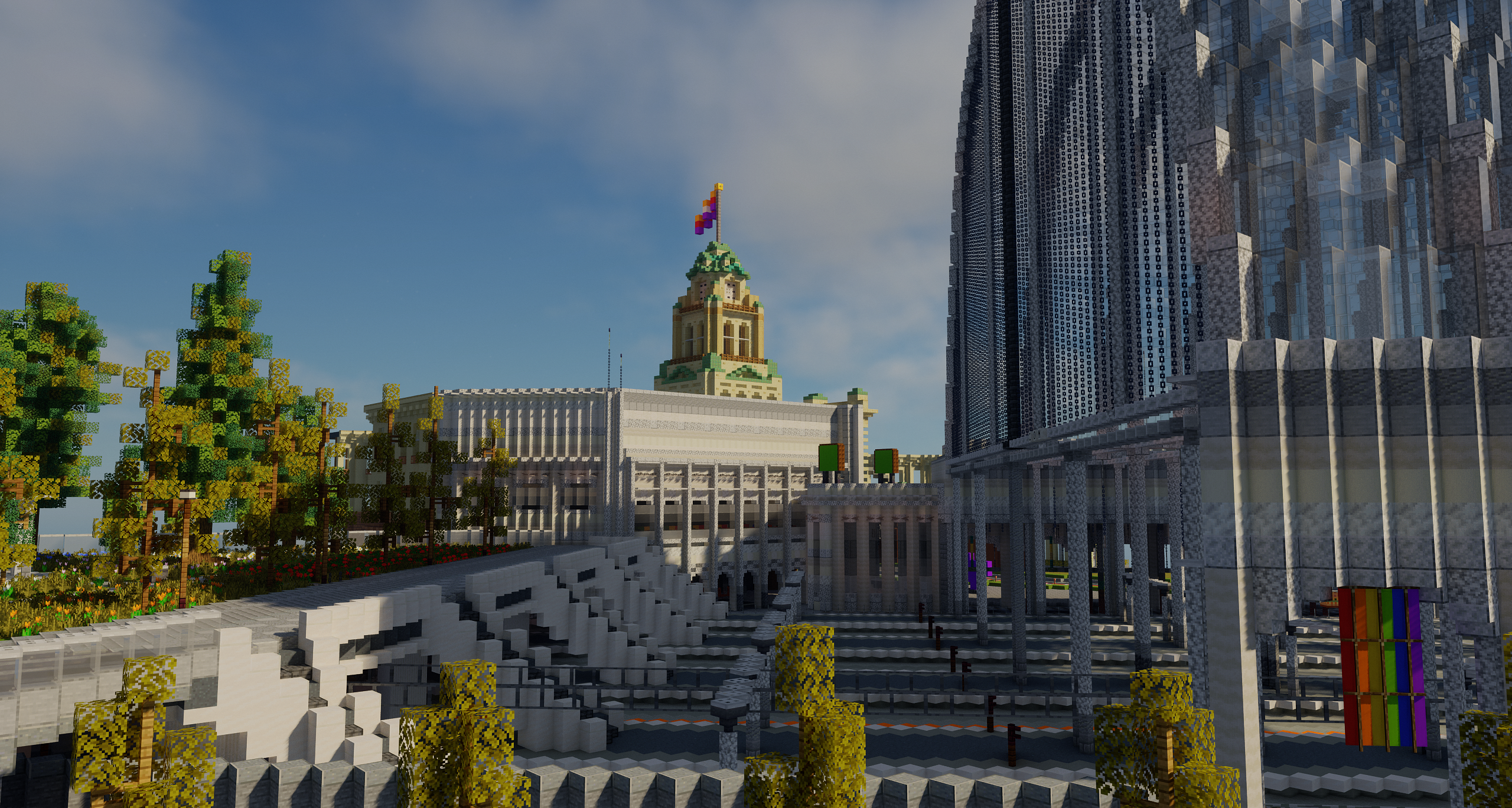 An image of the ECML's Victoria North station, looking across the station's above-ground platforms. The station's large arches and glass roof are visible on the right hand side of the image.